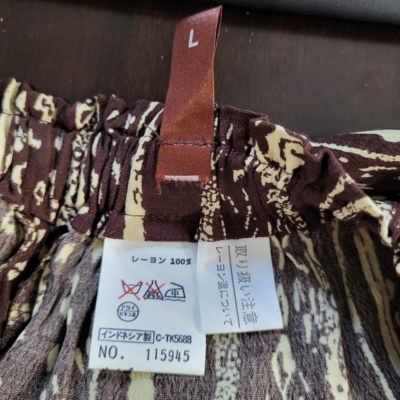 PLANCHE - Women's Striped Tribal  Elastic Waist Loose Straight Leg Long Pants - Picture 10 of 10